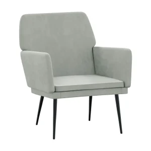 Fauteuil | Relaxstoel 62x79x79 cm fluweel lichtgrijs Fauteuil | Relaxstoel 62x79x79 cm fluweel lichtgrijs