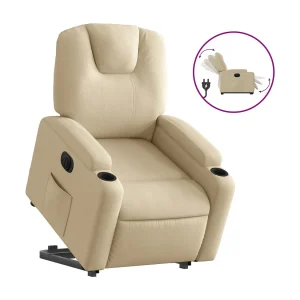 Elektrische relax en sta op stoel verstelbaar stof crèmekleurig Elektrische relax en sta op stoel verstelbaar stof crèmekleurig