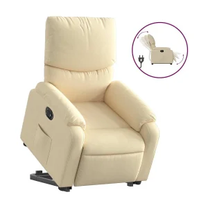 Elektrische relax en sta op stoel verstelbaar stof crèmekleurig Elektrische relax en sta op stoel verstelbaar stof crèmekleurig