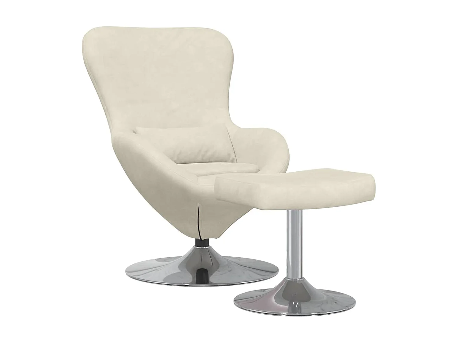 Egg Chair met Voetsteun Crème 63 x 73 x 90 cm Fluweel
