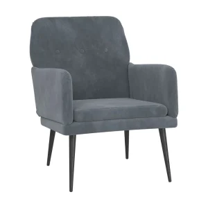Fauteuil | Relaxstoel 62x79x79 cm fluweel donkergrijs Fauteuil | Relaxstoel 62x79x79 cm fluweel donkergrijs