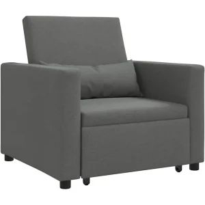 Enkele Slaapbank met wielen Donkergrijs 90 x 165 x 87 cm Stof