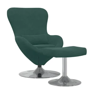 Egg Chair met Voetsteun Donkergroen 63 x 73 x 90 cm Fluweel Egg Chair met Voetsteun Donkergroen 63 x 73 x 90 cm Fluweel