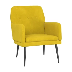 Fauteuil | Relaxstoel 62x79x79 cm fluweel geel Fauteuil | Relaxstoel 62x79x79 cm fluweel geel