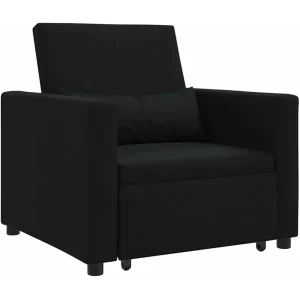 Enkele Slaapbank met wielen Zwart 90 x 165 x 87 cm Stof Enkele Slaapbank met wielen Zwart 90 x 165 x 87 cm Stof