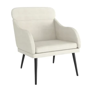 Fauteuil | Relaxstoel 63x76x80 cm fluweel crèmekleurig Fauteuil | Relaxstoel 63x76x80 cm fluweel crèmekleurig