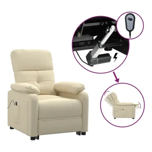 Fauteuil | Relaxstoel verstelbaar elektrisch stof crèmekleurig Fauteuil | Relaxstoel verstelbaar elektrisch stof crèmekleurig