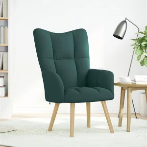 Fauteuil | Relaxstoel stof donkergoen Fauteuil | Relaxstoel stof donkergoen