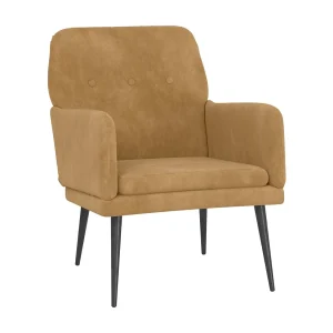 Fauteuil | Relaxstoel 62x79x79 cm fluweel bruin Fauteuil | Relaxstoel 62x79x79 cm fluweel bruin