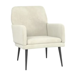 Fauteuil | Relaxstoel 62x79x79 cm fluweel crèmekleurig Fauteuil | Relaxstoel 62x79x79 cm fluweel crèmekleurig