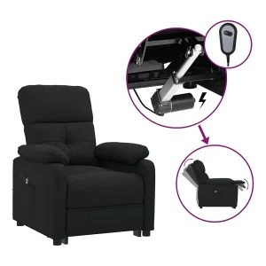 Fauteuil | Relaxstoel verstelbaar elektrisch stof zwart Fauteuil | Relaxstoel verstelbaar elektrisch stof zwart