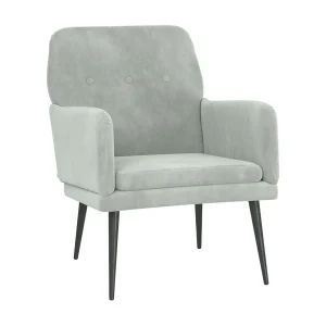 Fauteuil | Relaxstoel 62x79x79 cm fluweel lichtgrijs Fauteuil | Relaxstoel 62x79x79 cm fluweel lichtgrijs