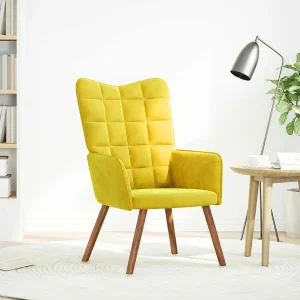 Fauteuil | Relaxstoel fluweel geel