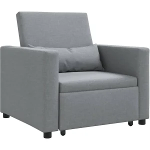 Enkele Slaapbank met wielen Lichtgrijs 90 x 165 x 87 cm Stof Enkele Slaapbank met wielen Lichtgrijs 90 x 165 x 87 cm Stof