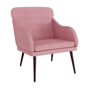 Fauteuil | Relaxstoel 63x76x80 cm fluweel roze Fauteuil | Relaxstoel 63x76x80 cm fluweel roze