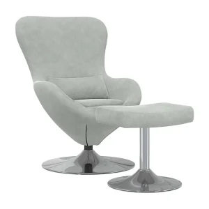 Egg Chair met Voetsteun Lichtgrijs 63 x 73 x 90 cm Fluweel Egg Chair met Voetsteun Lichtgrijs 63 x 73 x 90 cm Fluweel