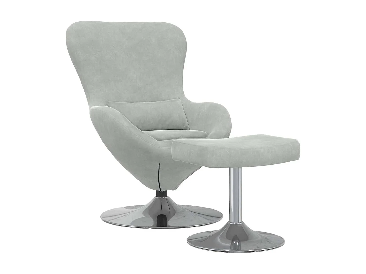 Egg Chair met Voetsteun Lichtgrijs 63 x 73 x 90 cm Fluweel
