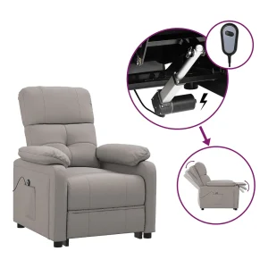 Fauteuil | Relaxstoel verstelbaar elektrisch stof taupe Fauteuil | Relaxstoel verstelbaar elektrisch stof taupe