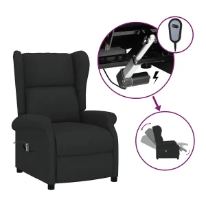 Fauteuil | Relaxstoel verstelbaar elektrisch stof zwart Fauteuil | Relaxstoel verstelbaar elektrisch stof zwart