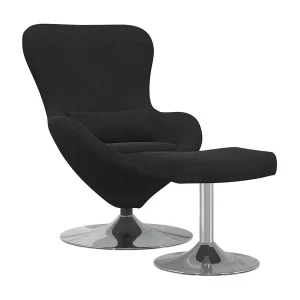 Egg Chair met Voetsteun Zwart 63 x 73 x 90 cm Fluweel Egg Chair met Voetsteun Zwart 63 x 73 x 90 cm Fluweel