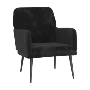 Fauteuil | Relaxstoel 62x79x79 cm fluweel zwart Fauteuil | Relaxstoel 62x79x79 cm fluweel zwart