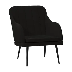 Fauteuil | Relaxstoel 63x76x80 cm fluweel zwart Fauteuil | Relaxstoel 63x76x80 cm fluweel zwart