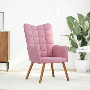 Fauteuil | Relaxstoel fluweel roze