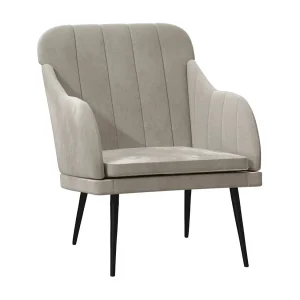 Fauteuil | Relaxstoel 63x76x80 cm fluweel lichtgrijs Fauteuil | Relaxstoel 63x76x80 cm fluweel lichtgrijs
