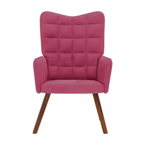 Fauteuil | Relaxstoel fluweel wijnrood