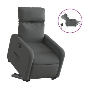 Elektrische relax en sta op stoel verstelbaar stof donkergrijs Elektrische relax en sta op stoel verstelbaar stof donkergrijs