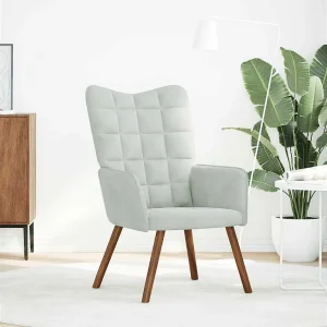 Fauteuil | Relaxstoel fluweel lichtgrijs