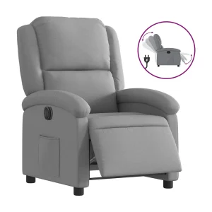 Fauteuil | Relaxstoel elektrisch verstelbaar stof lichtgrijs Fauteuil | Relaxstoel elektrisch verstelbaar stof lichtgrijs
