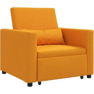 Enkele Slaapbank met wielen Donkergeel 90 x 165 x 87 cm Stof