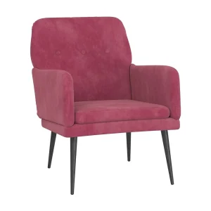 Fauteuil | Relaxstoel 62x79x79 cm fluweel wijnrood Fauteuil | Relaxstoel 62x79x79 cm fluweel wijnrood