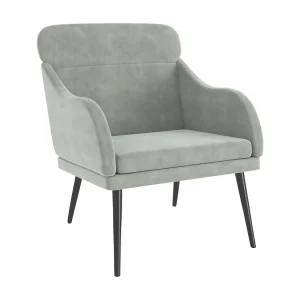Fauteuil | Relaxstoel 63x76x80 cm fluweel lichtgrijs Fauteuil | Relaxstoel 63x76x80 cm fluweel lichtgrijs