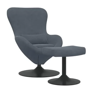 Egg Chair met Voetsteun Donkergrijs 63 x 73 x 90 cm Fluweel Egg Chair met Voetsteun Donkergrijs 63 x 73 x 90 cm Fluweel