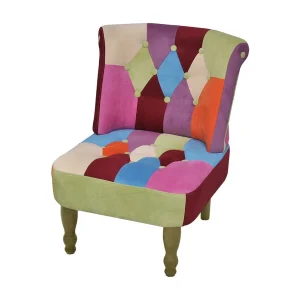 Franse stoelen 2 st met patchwork ontwerp stof Franse stoelen 2 st met patchwork ontwerp stof