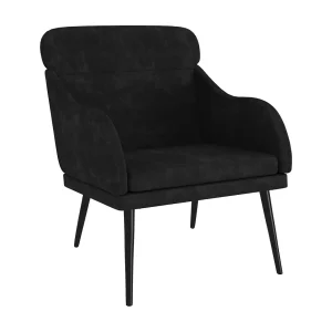 Fauteuil | Relaxstoel 63x76x80 cm fluweel zwart Fauteuil | Relaxstoel 63x76x80 cm fluweel zwart