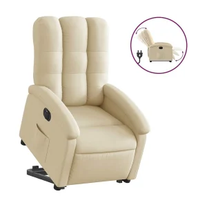 Elektrische relax en sta op stoel verstelbaar stof crèmekleurig Elektrische relax en sta op stoel verstelbaar stof crèmekleurig