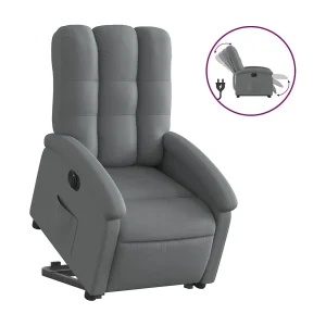 Elektrische relax en sta op stoel verstelbaar stof donkergrijs Elektrische relax en sta op stoel verstelbaar stof donkergrijs