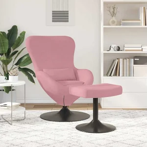 Egg Chair met Voetsteun Roze 63 x 73 x 90 cm Fluweel Egg Chair met Voetsteun Roze 63 x 73 x 90 cm Fluweel