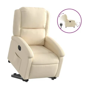 Elektrische relax en sta op stoel verstelbaar stof crèmekleurig Elektrische relax en sta op stoel verstelbaar stof crèmekleurig