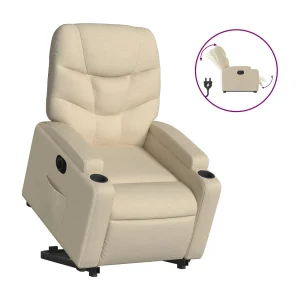 Elektrische relax en sta op stoel verstelbaar stof crèmekleurig Elektrische relax en sta op stoel verstelbaar stof crèmekleurig