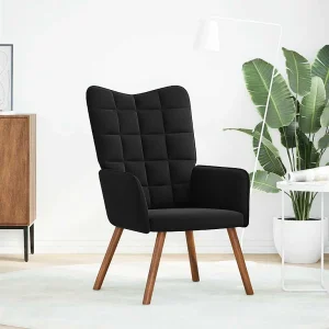 Fauteuil | Relaxstoel fluweel zwart