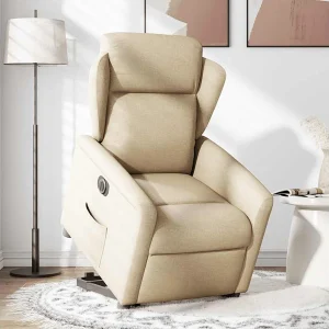 Elektrische relax en sta op stoel verstelbaar stof crèmekleurig Elektrische relax en sta op stoel verstelbaar stof crèmekleurig