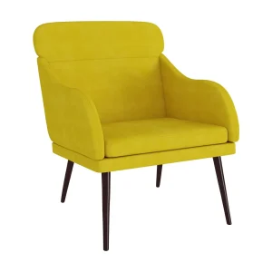 Fauteuil | Relaxstoel 63x76x80 cm fluweel geel Fauteuil | Relaxstoel 63x76x80 cm fluweel geel