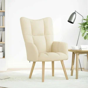 Fauteuil | Relaxstoel stof crèmekleurig Fauteuil | Relaxstoel stof crèmekleurig