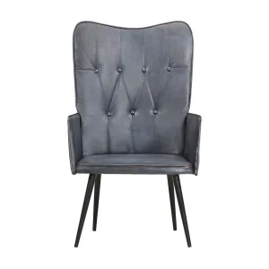 Fauteuil echt leer grijs Fauteuil echt leer grijs