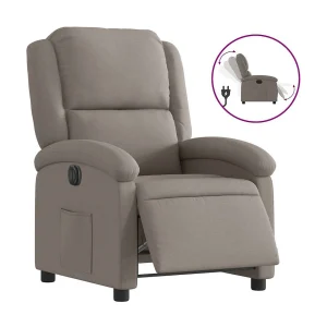 Fauteuil | Relaxstoel verstelbaar elektrisch stof taupe Fauteuil | Relaxstoel verstelbaar elektrisch stof taupe