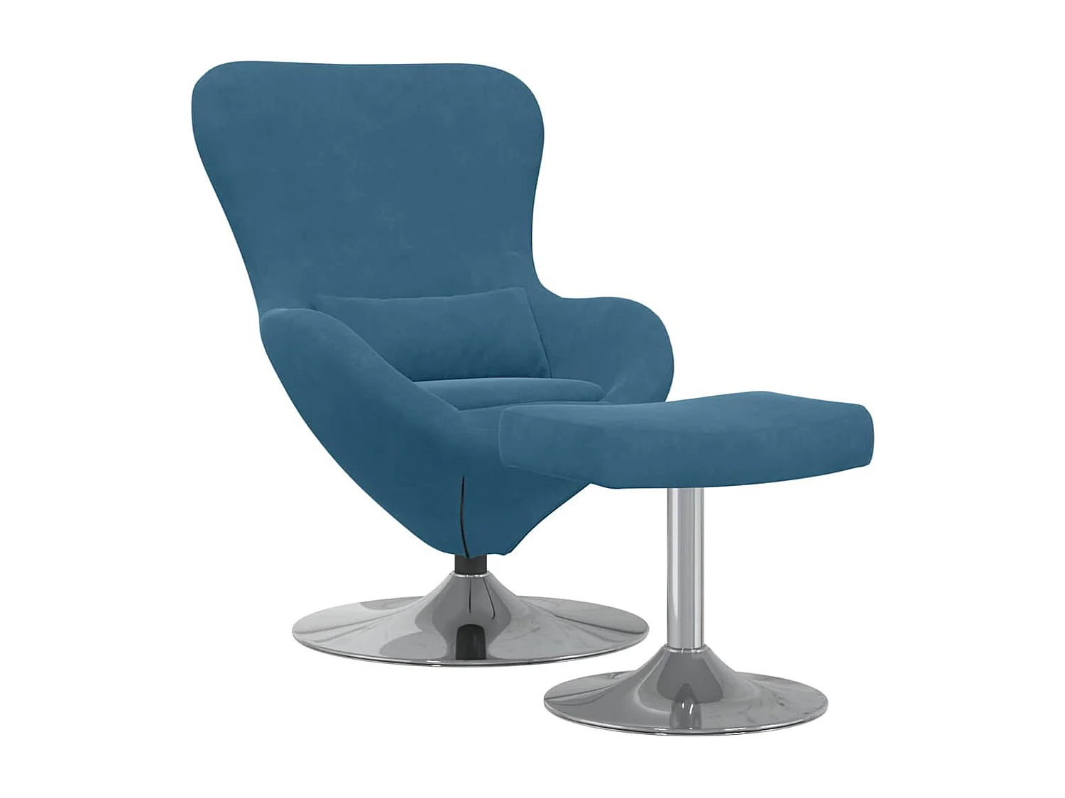 Egg Chair met Voetsteun Blauw 63 x 73 x 90 cm Fluweel